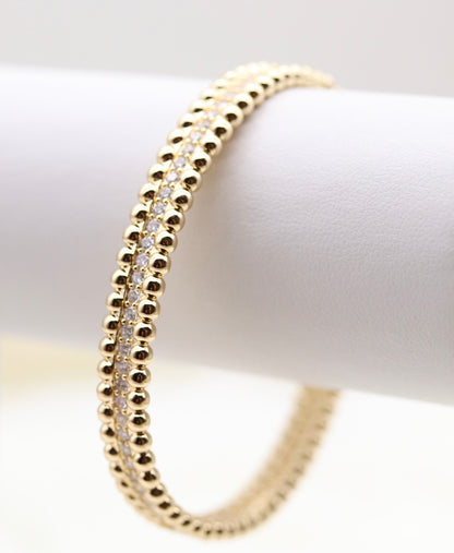 Gold CZ Pave Hinge Bangle Bracelet