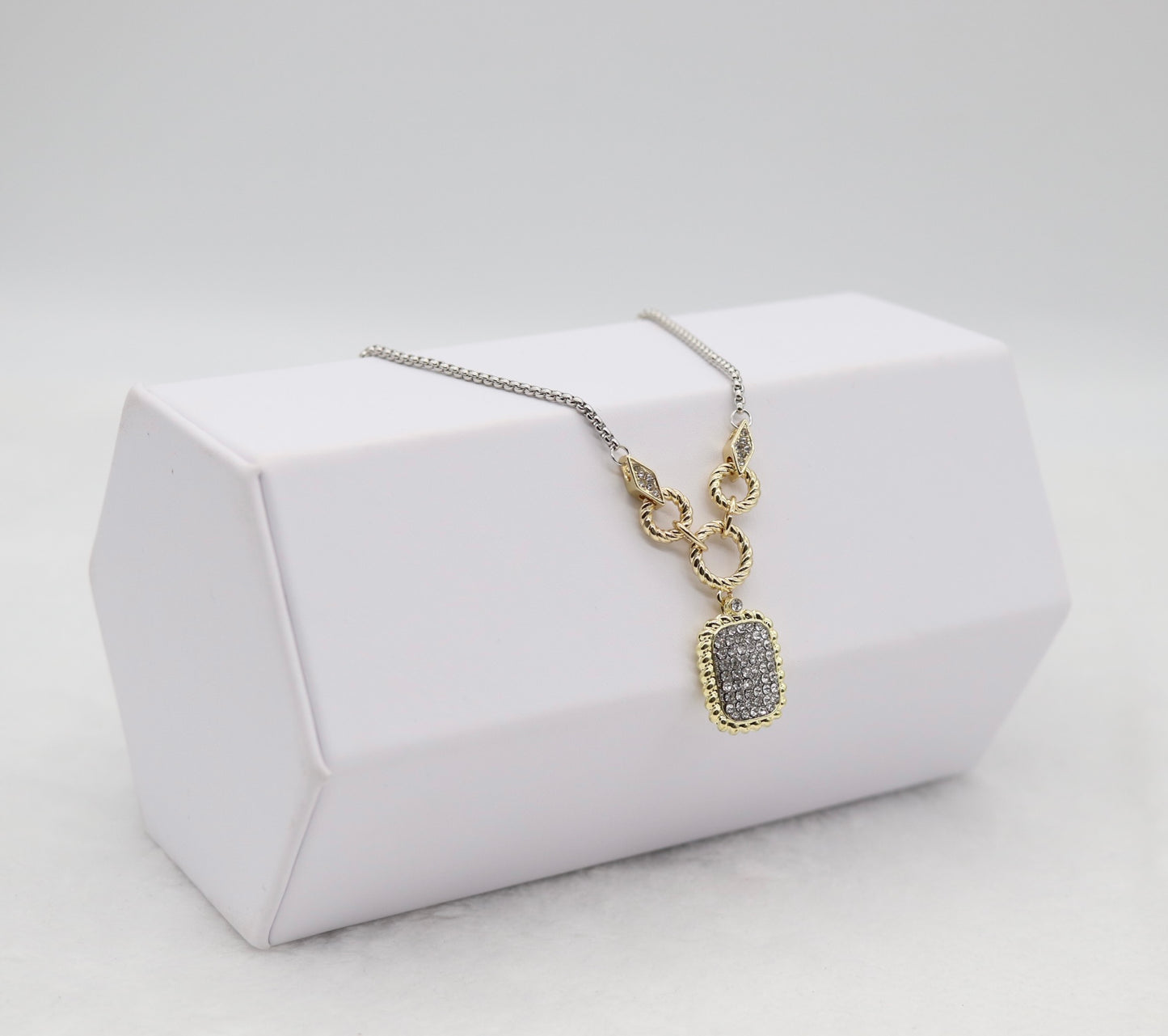 Two-Tone Pendant Necklace with Pave Accents