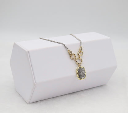Two-Tone Pendant Necklace with Pave Accents