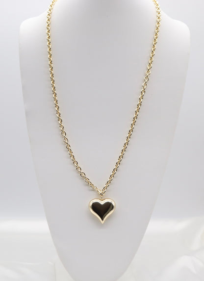 Long Gold Necklace With Heart Pendant