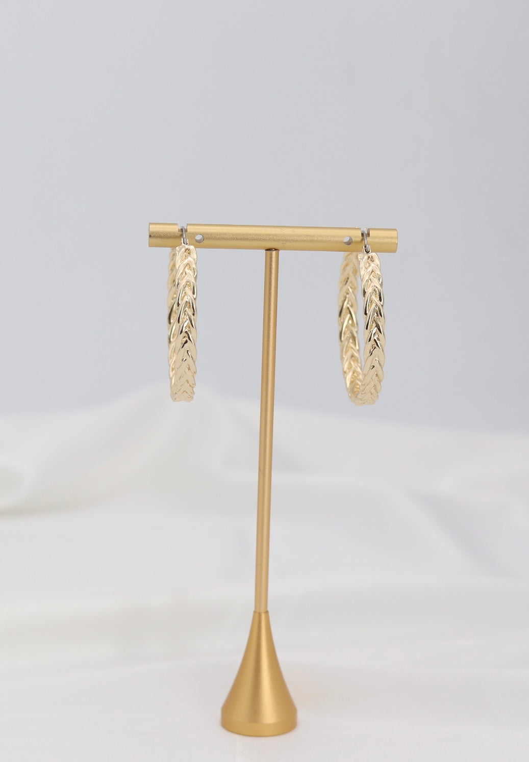 Braided Gold Hoop Earrings – Textured Twist Statement Hoops