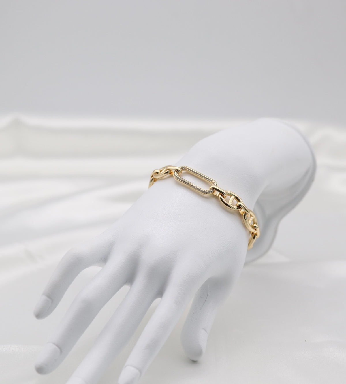 Gold Crystal Link Statement Bracelet