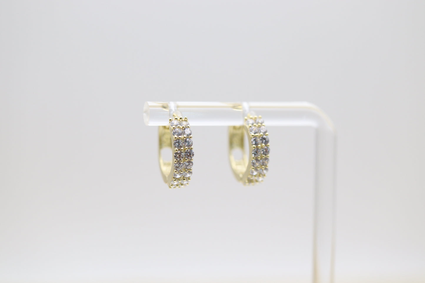 CZ Pave Gold Huggie Sterling Silver Earrings
