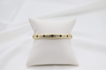 Black Clover Station Hinged Bangle Bracelet in Gold