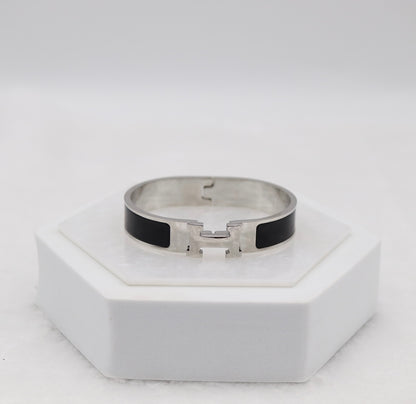 Medium Classic Silver & Black Enamel Bracelet