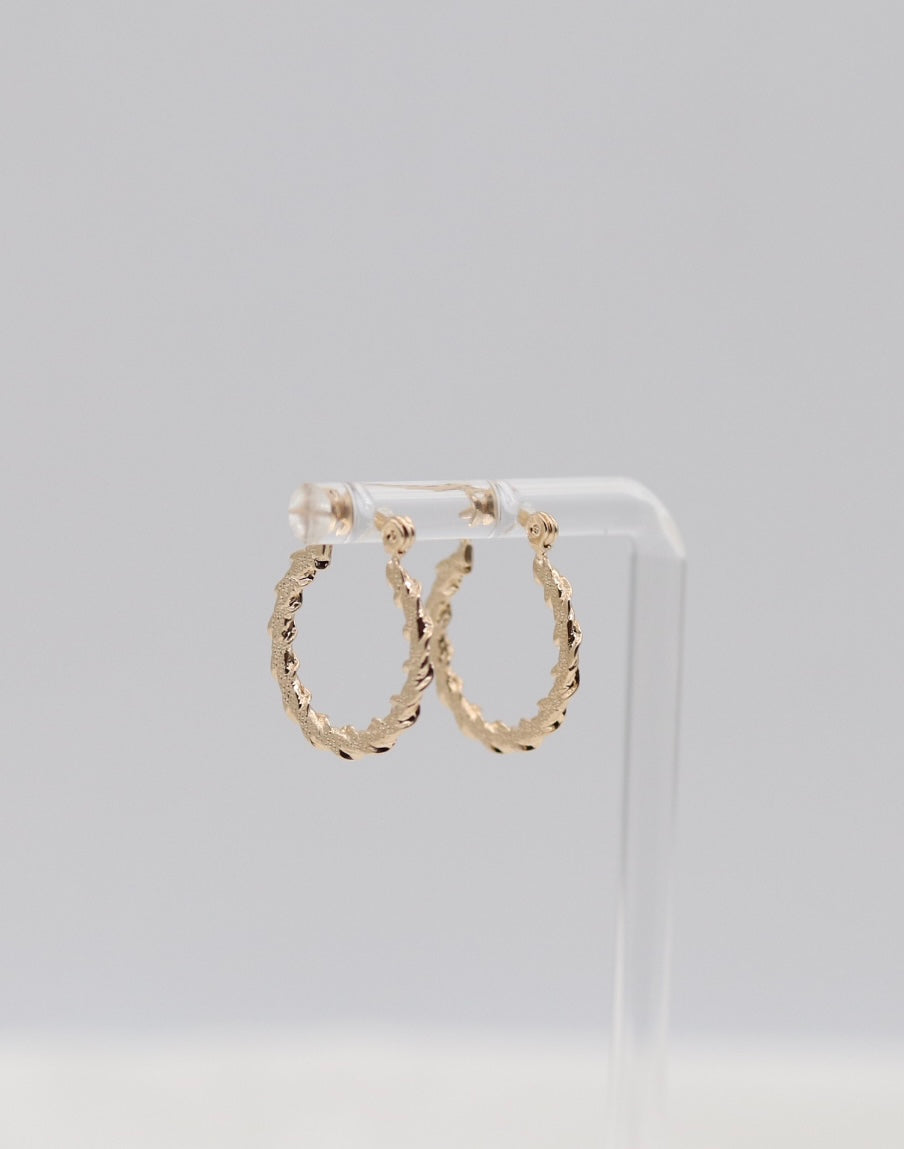 Textured Twist Gold Hoop Earrings