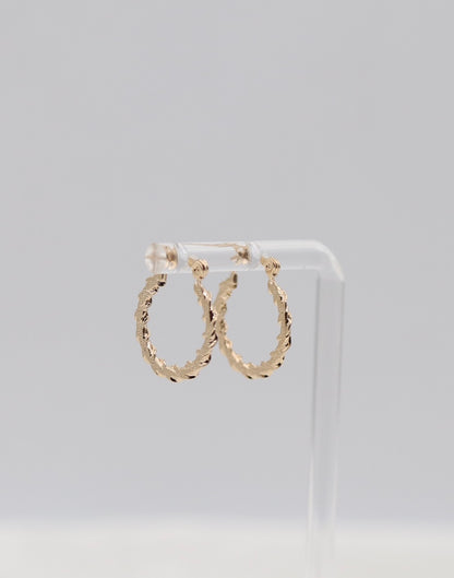 Textured Twist Gold Hoop Earrings
