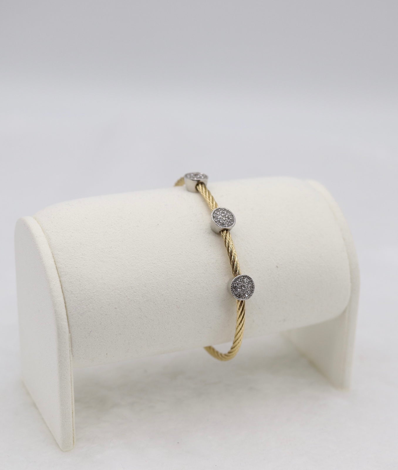 Gold Cable Bracelet with Sparkling Crystal Accents