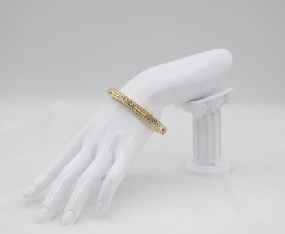 Vintage-Inspired Gold Bracelet with Champagne and Clear CZ Accents