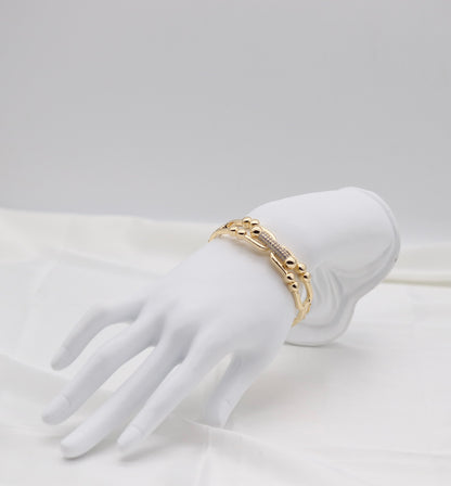 Gold Pavé Beaded Link Bracelet – Modern Luxe Statement