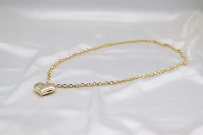 Long Gold Necklace With Heart Pendant