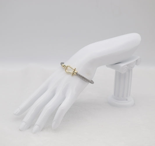 Two-Tone Cable Bracelet with Gold Anchor Clasp