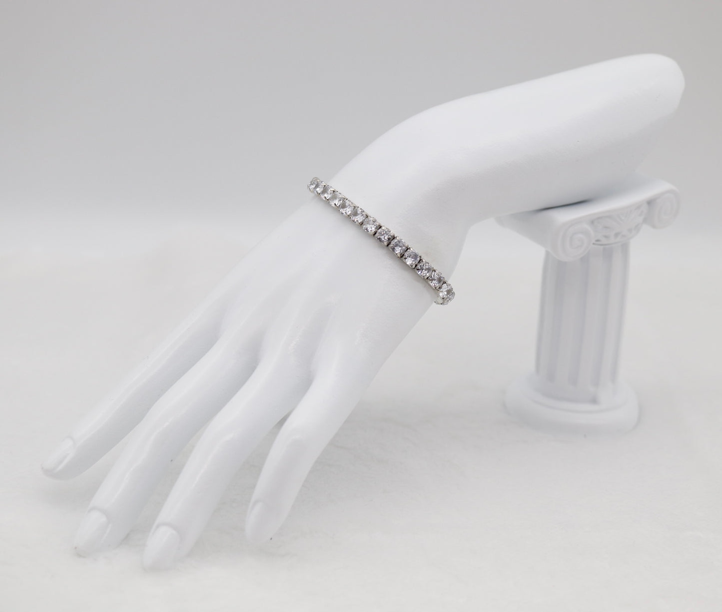 Silver CZ Stretch Tennis Bracelet