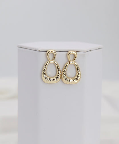 Twisted Teardrop Gold Drop Earrings – Textured Statement Dangles