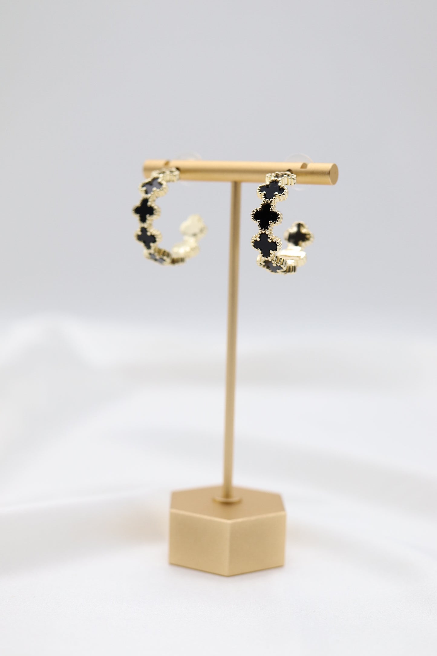 Black Clover Gold Hoop Earrings