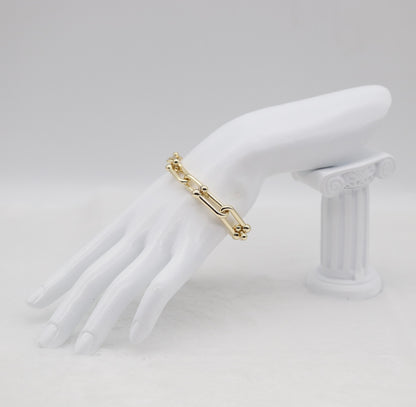 Bold Gold Link Bracelet with Ball Accents