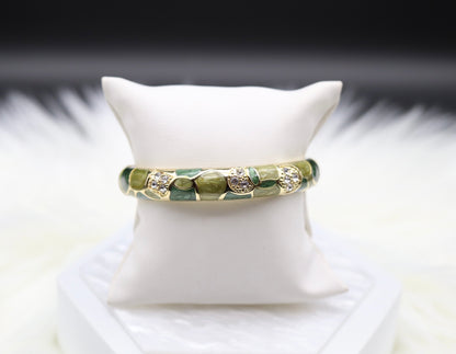Dark Green Enamel Bangle Hinged Bracelet