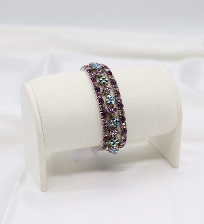 Lavender Bloom Triple-Row Crystal Bracelet