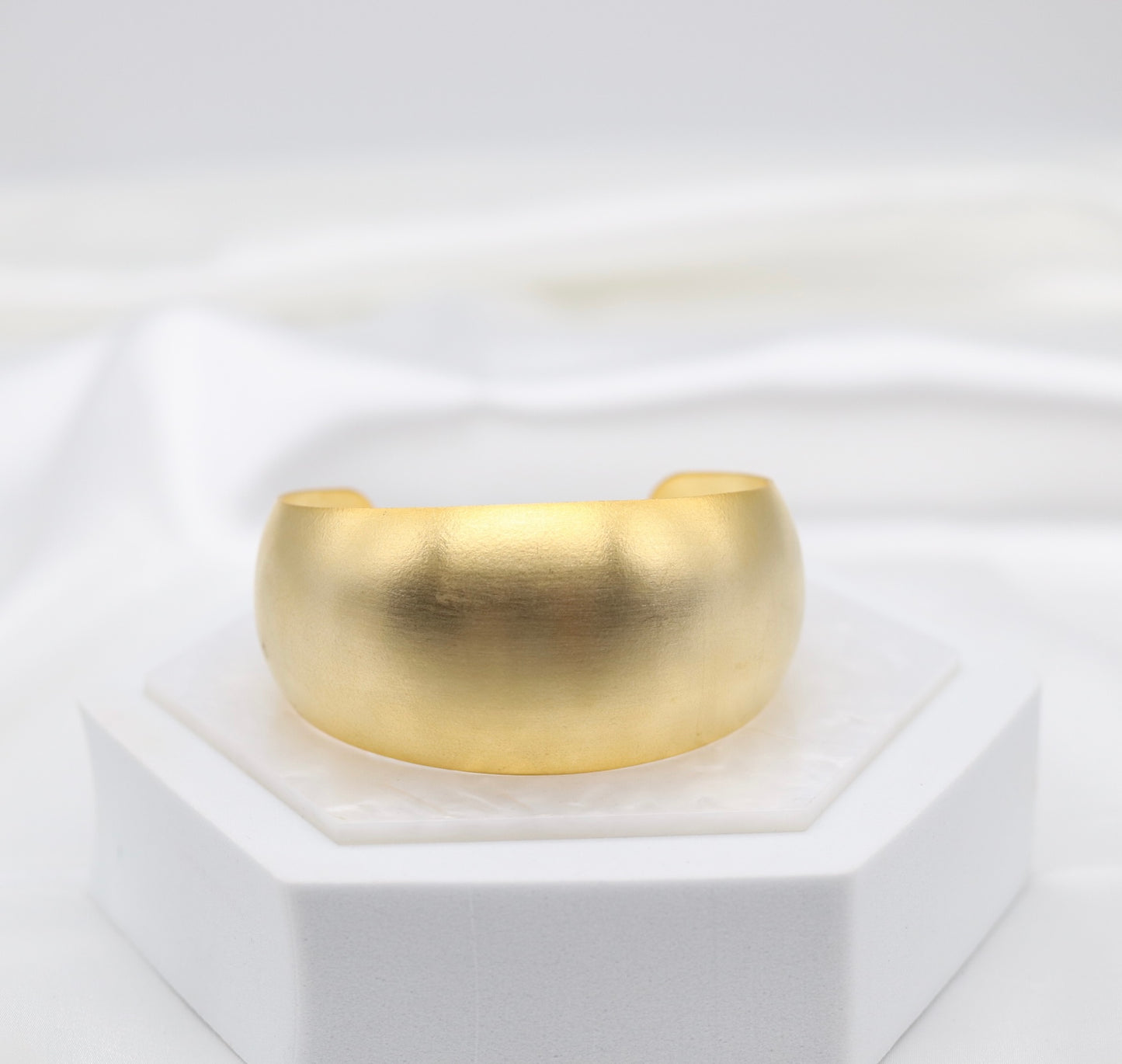 Wide Domed Matte Gold Cuff Bracelet