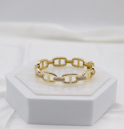 Gold Pavé Link Bracelet – Elegant Modern Chain Design