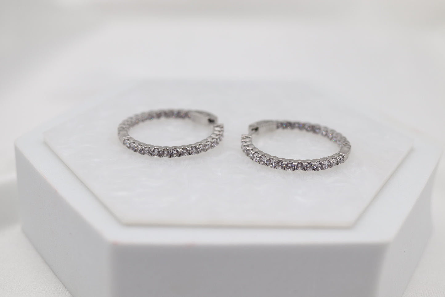 Silver CZ Hoop Earrings