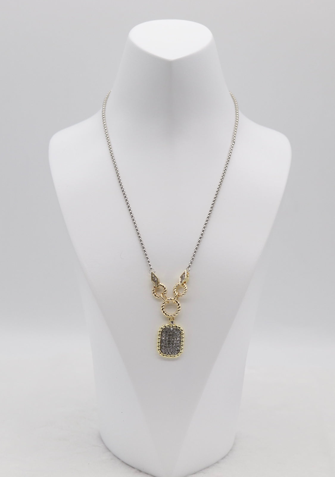 Two-Tone Pendant Necklace with Pave Accents