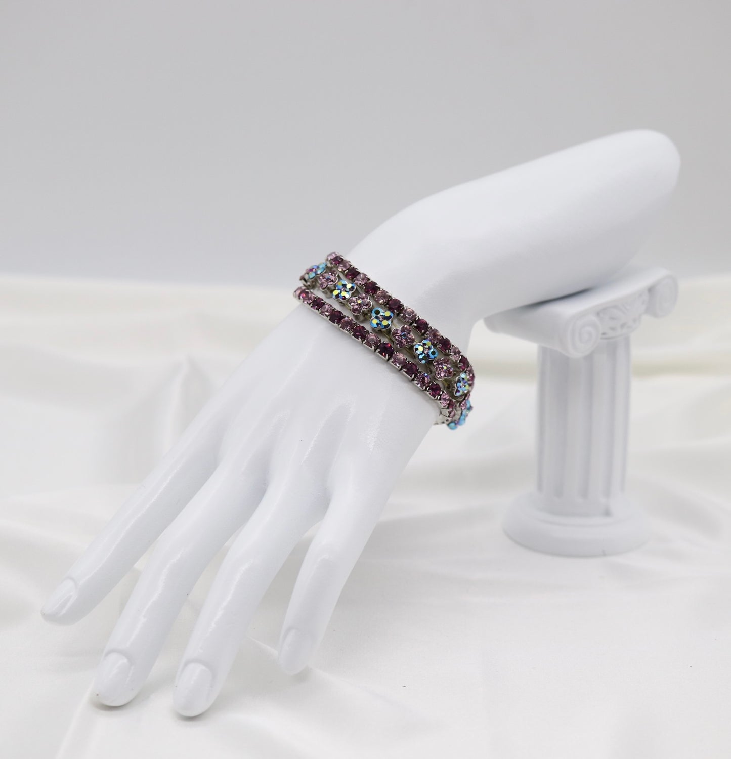 Lavender Bloom Triple-Row Crystal Bracelet