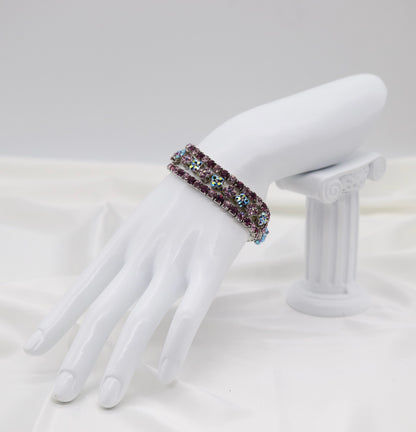 Lavender Bloom Triple-Row Crystal Bracelet