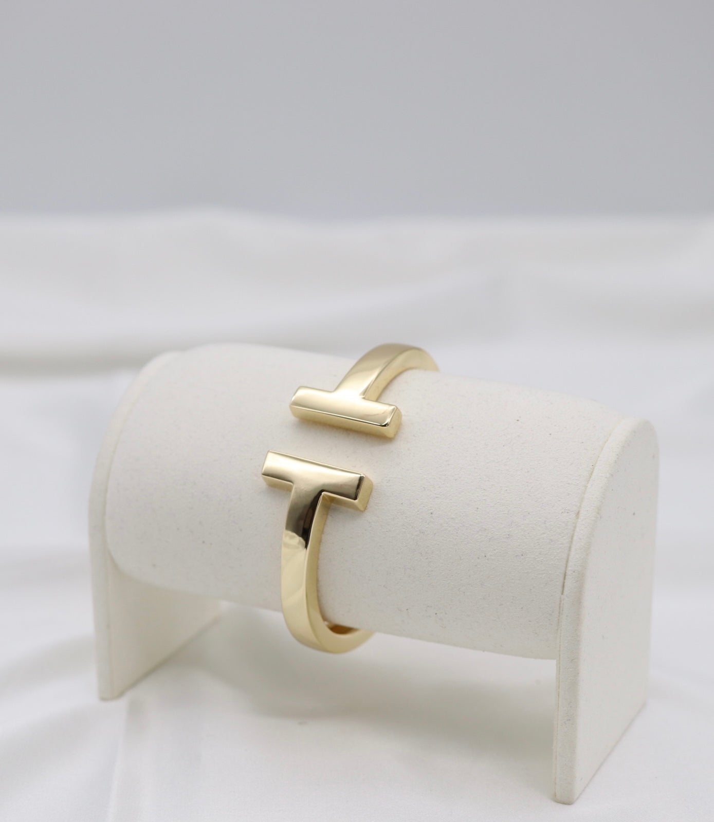 Gold T-Bar Open Cuff Bracelet