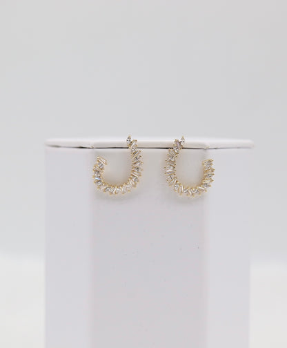 Sparkling Baguette Hoop Earrings