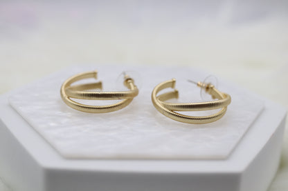 Matte Gold Twisted Hoop Earrings