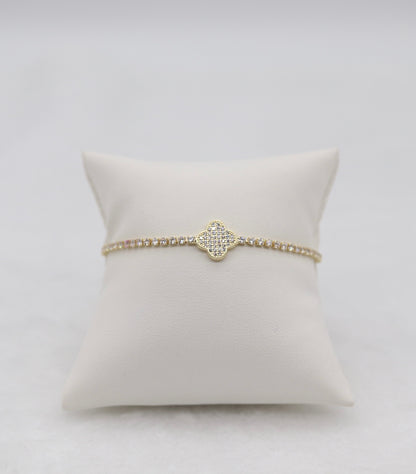 Gold Pave Clover Adjustable Bracelet