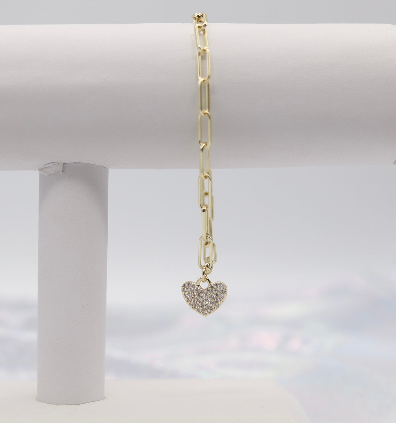 Dainty Gold Heart Paperclip Bracelet