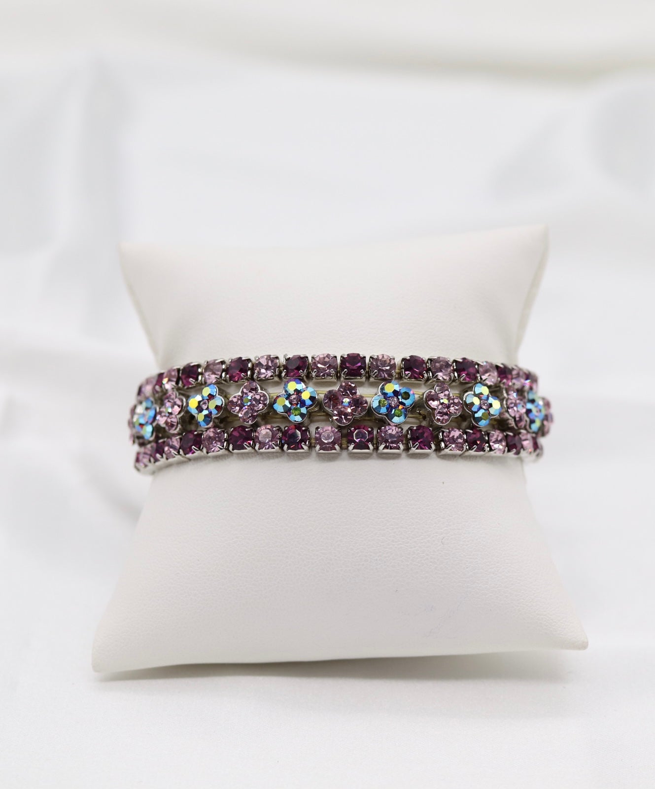 Lavender Bloom Triple-Row Crystal Bracelet