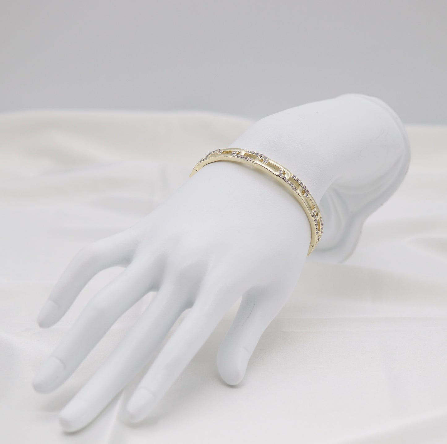 Gold Pavé Link Bangle Bracelet