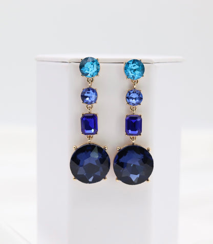 Blue Combination Glass Stone Post Earring