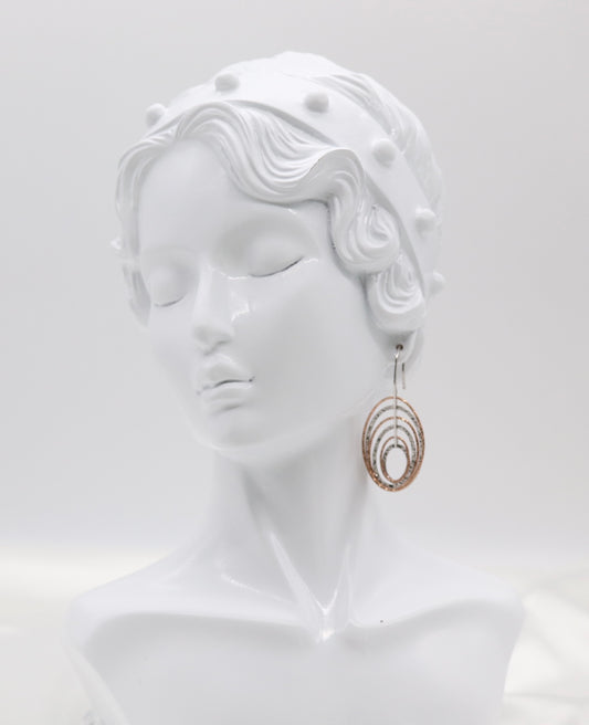 Italian Style Layered Oval Hoop Drop Earrings (Sterling Earrings)