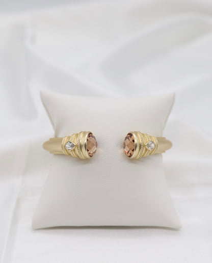 Champagne Crystal Gold Cuff Bracelet
