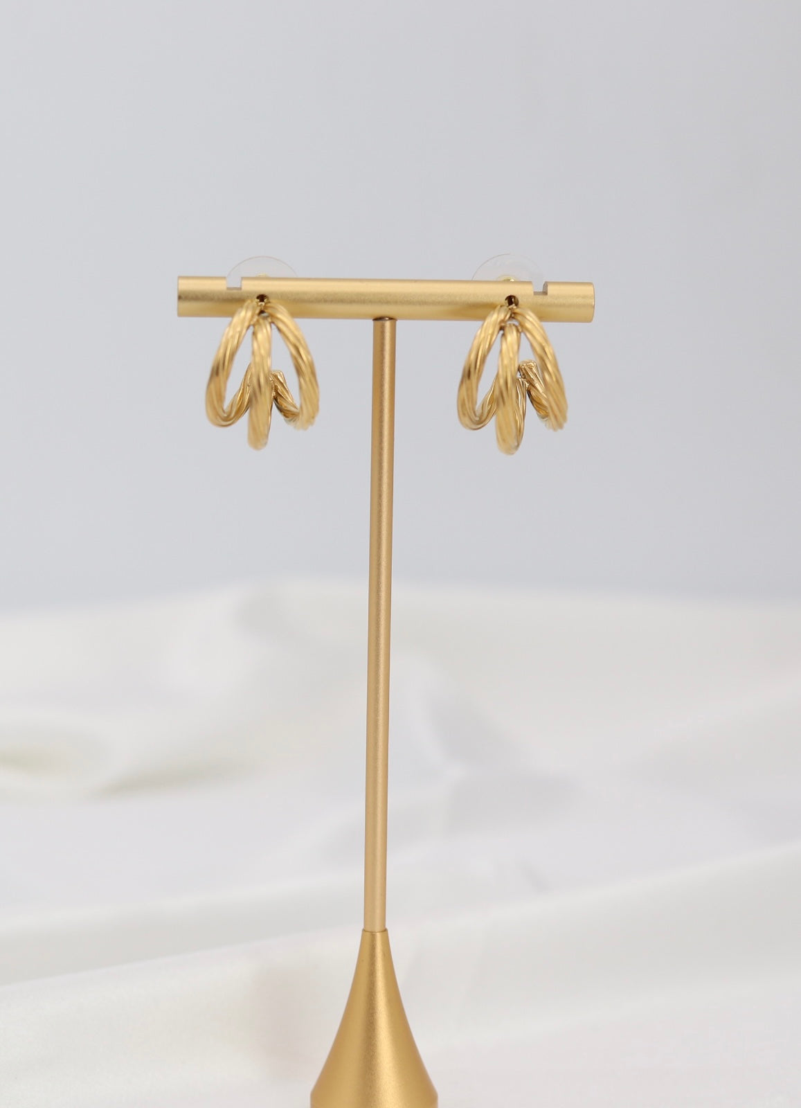 Triple Twist Gold Hoop Earrings – Layered Rope-Style Hoops