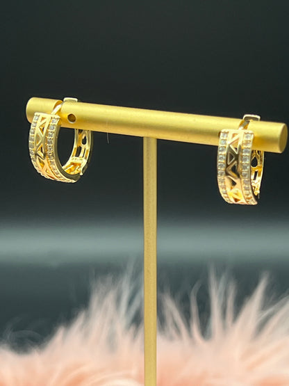 CZ Gold Huggie Earrings