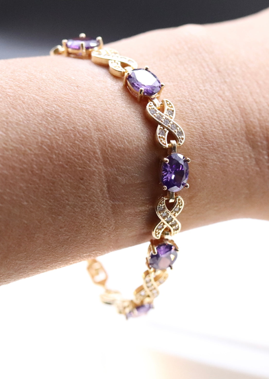 Purple Gemstones Infinity Bracelet