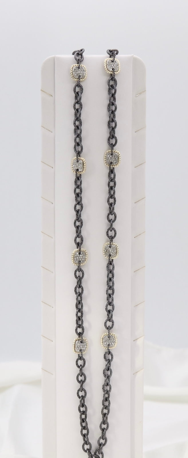 Gunmetal Chain Necklace with Crystal Cushion Stations