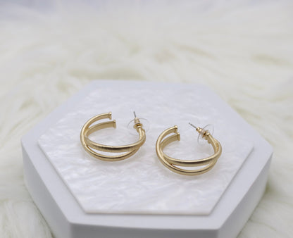 Matte Gold Twisted Hoop Earrings