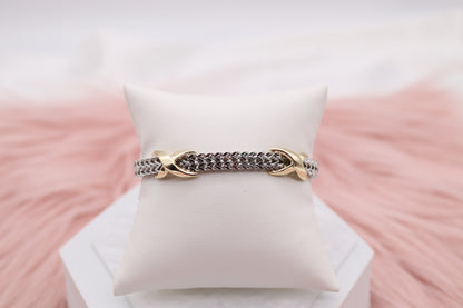 Silver Foxtail Bracelet With Gold X Stations