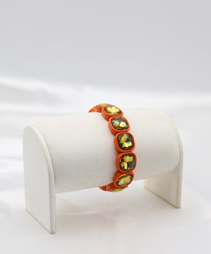 Orange & Golden Crystal Stretch Statement Bracelet