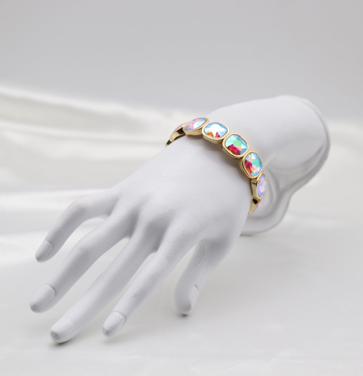 Aurora Crystal & Gold Stretch Bracelet