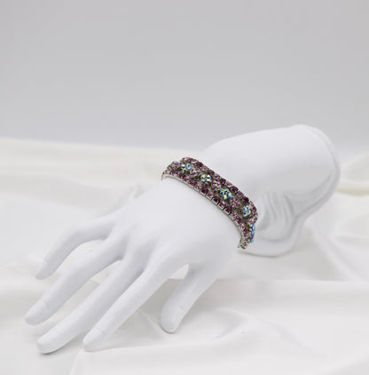 Lavender Bloom Triple-Row Crystal Bracelet