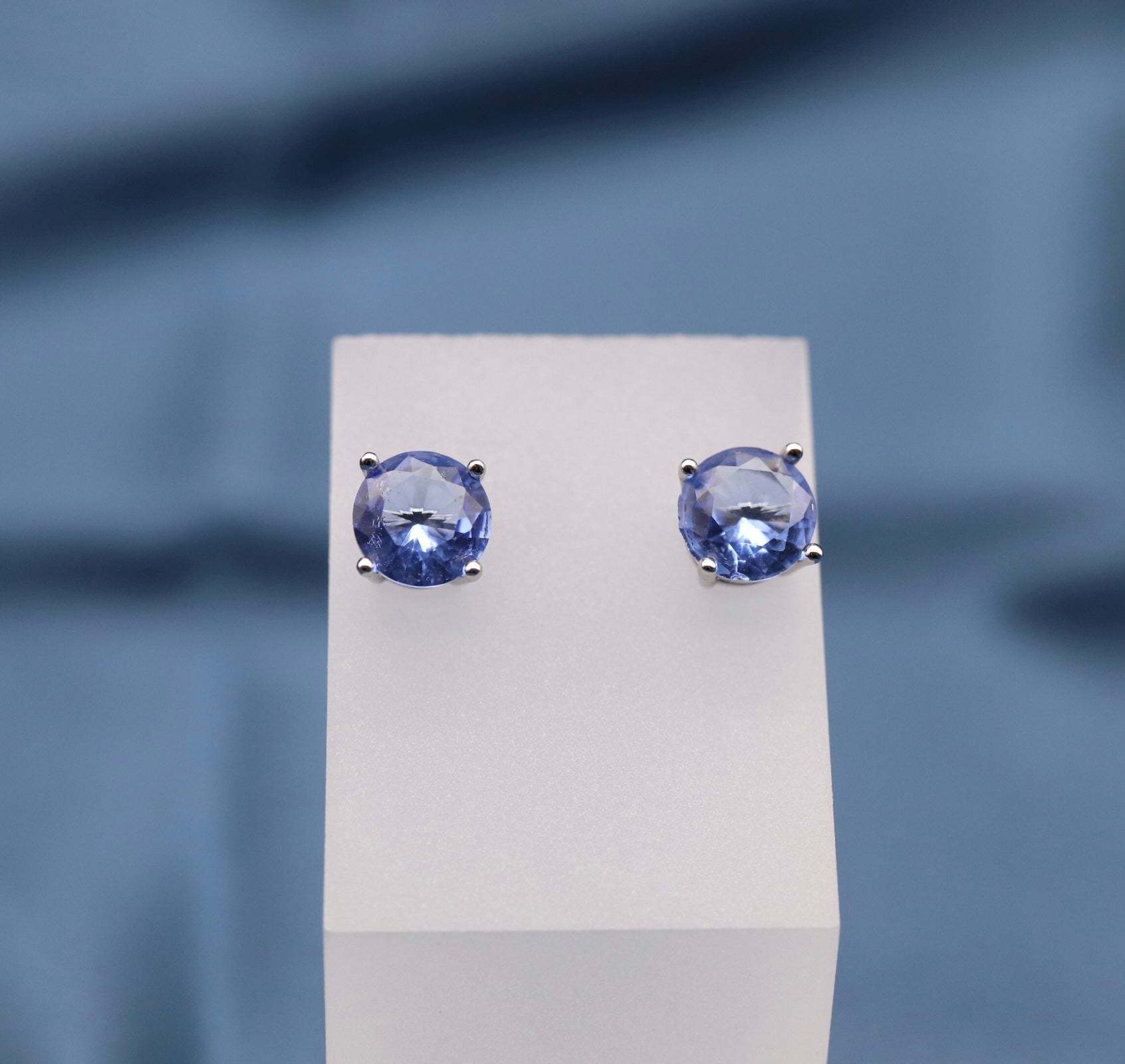 Light Blue Gemstone Stud Earrings Tgi