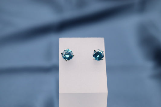 Sky Blue Gemstone Stud Earrings