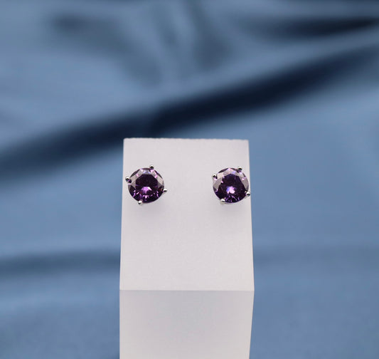 Violet Gemstone Stud Earrings